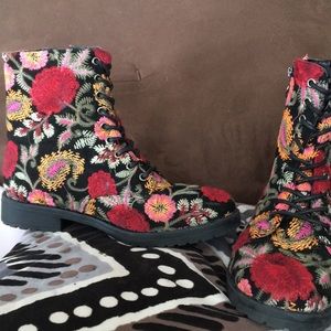 Floral Embroidered Doc Martin Boot worn once